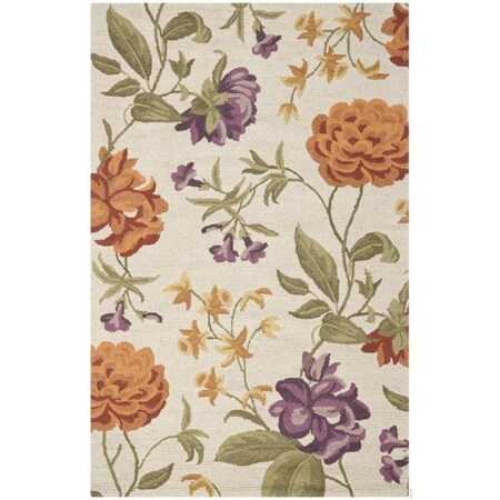 Safavieh 6 x 6 ft. Round Country and Floral Blossom- Ivory and Multi Hand Hooked Rug BLM788B-6R